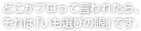 どこがプロって言われたら、それは「いも選びの眼」です。